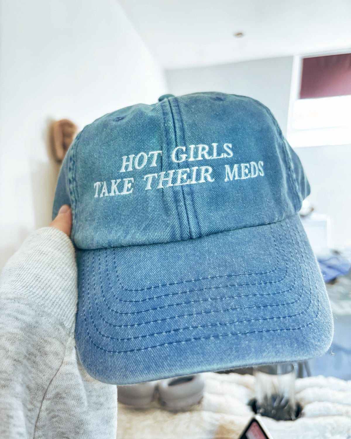 Hot Girls Take Their Meds embroidered baseball cap