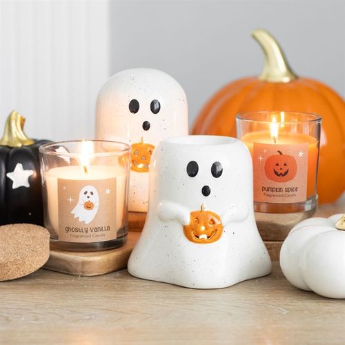 Ghost Tealight Holder with Pumpkin