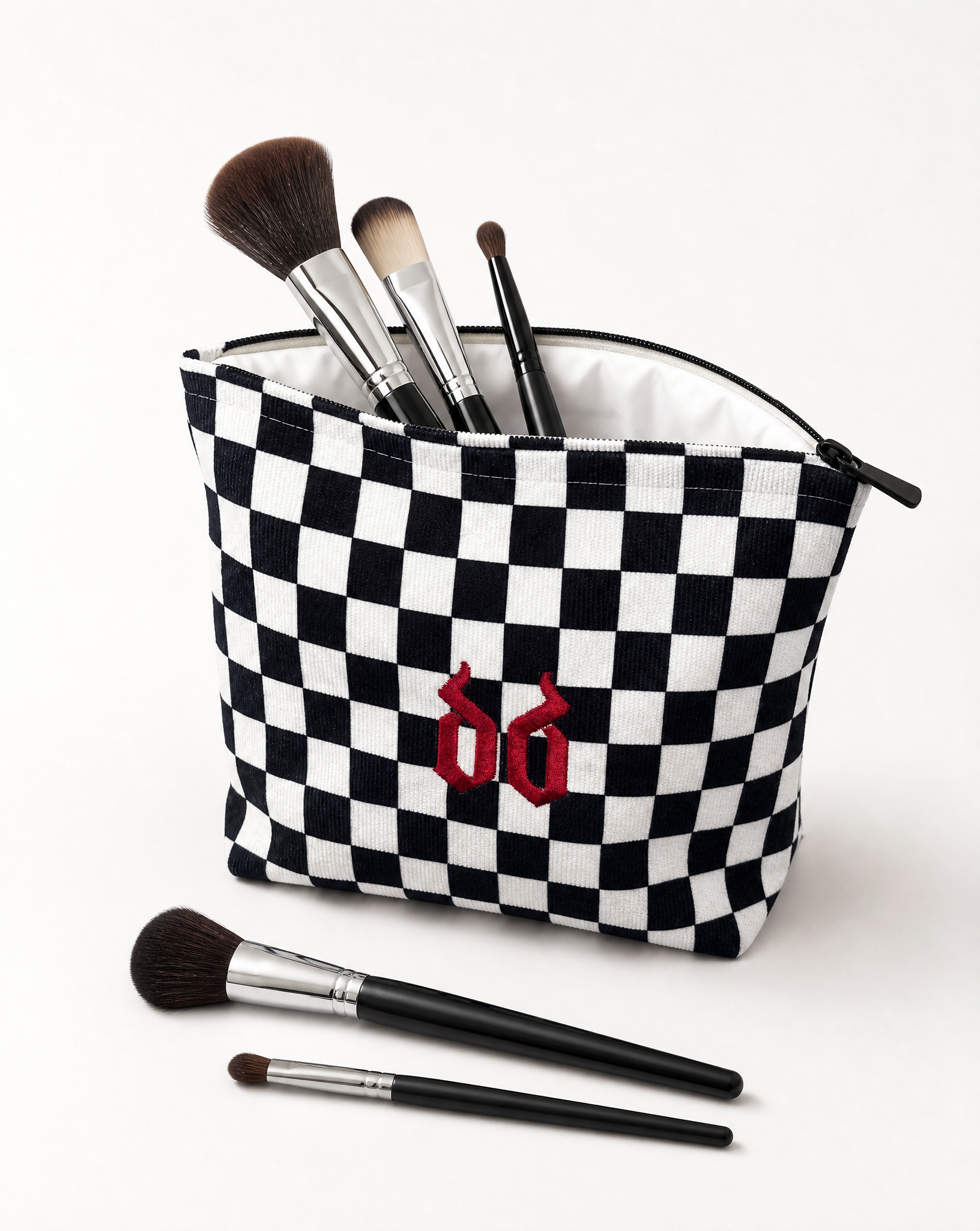 Dead Dolly Checkerboard Cosmetics Bag