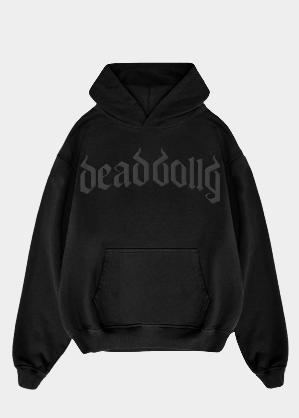 Black Puff Logo Hoodie