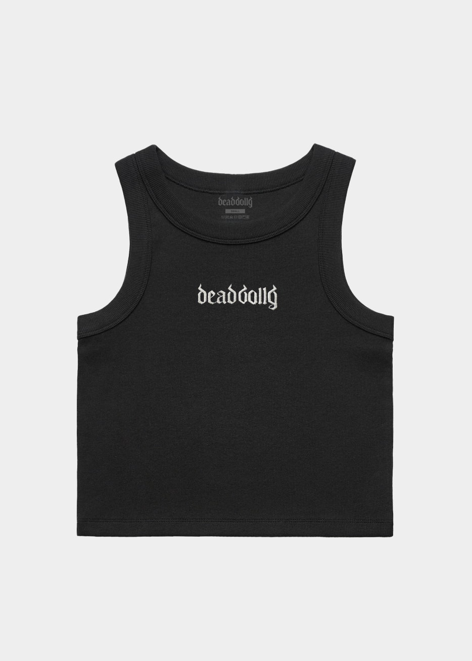 Logo Ribbed Crop Tank