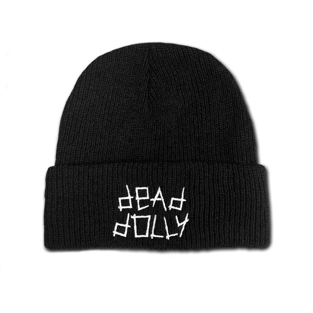 Dead Dolly Beanie / White Embroidery