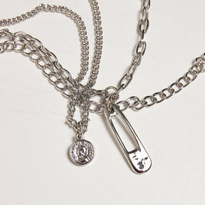 Safety Pin Layering Necklace